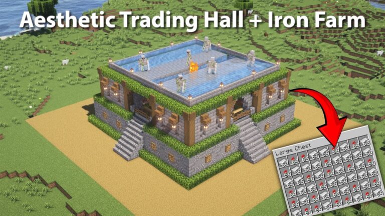 Aesthetic Trading Hall with Iron Farm | Work in Java
