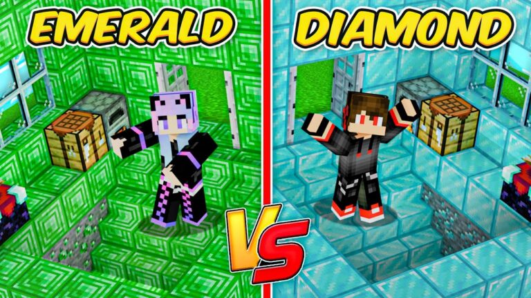 EMERALD vs DIAMOND Underground Staircase Challenge in Minecraft