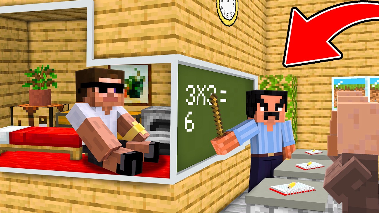 I Built a Secret ROOM to Hide from Villager's School!