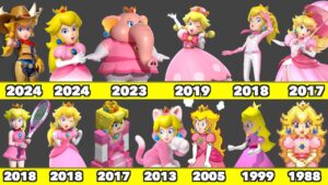 Evolution of Princess Peach Playable Character Game Graphics In Nintendo