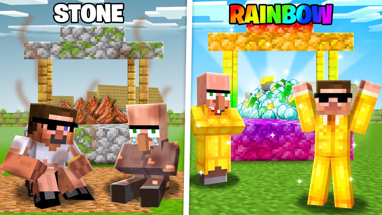 From Dirt to Rainbow Wishing Well in Minecraft..