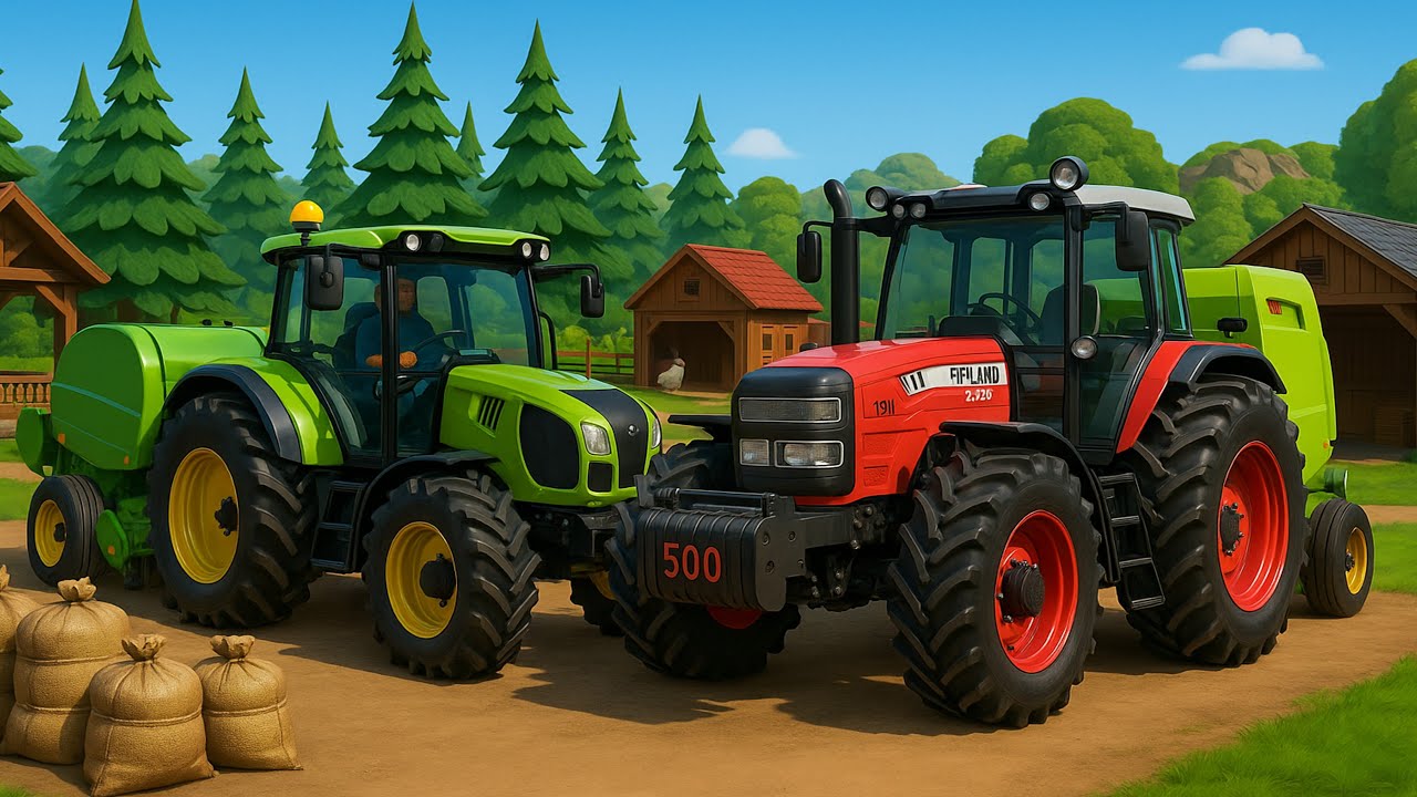 Hard Day on the Farm - Baling Straw with a