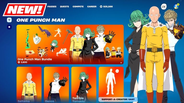 NEW One Punch Man Skins & Emotes FULL BUNDLE Item