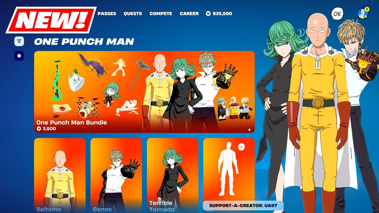 NEW One Punch Man Skins & Emotes FULL BUNDLE Item