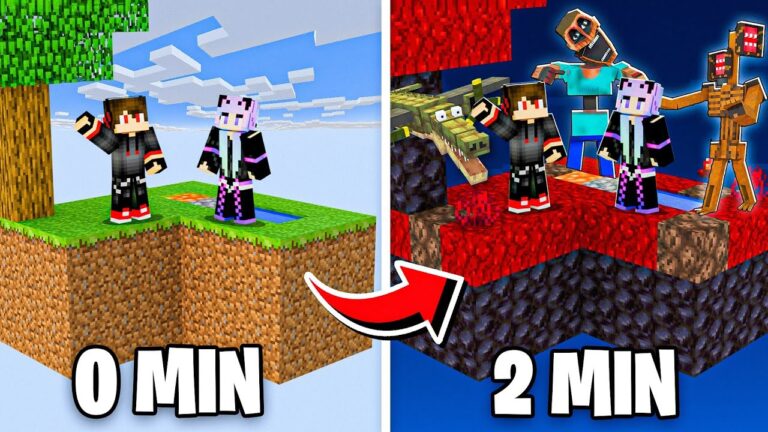 Skyblock, but The Scary Island Changes Blocks Every Minute