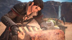 final-fantasy-14-monster-hunter-wilds-7-35-warrior-of-light-palico-grilling-meat.jpg