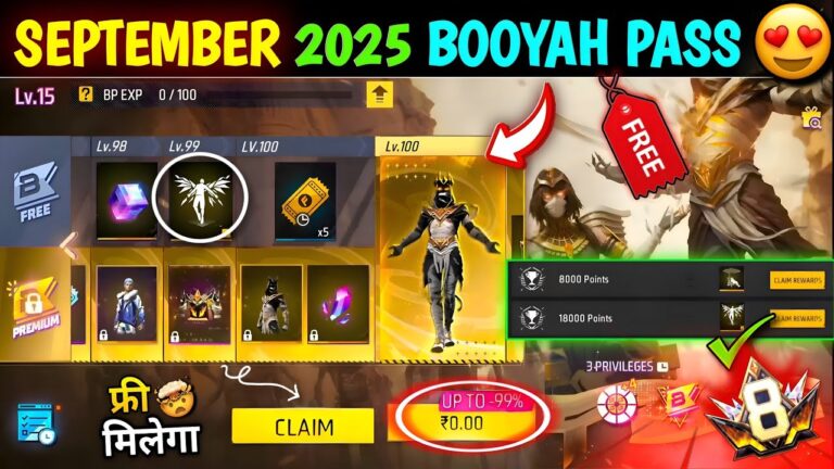 100% WORKING Trick🤯 September Booyah Pass Full Review 2025🔥| October