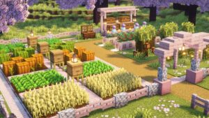 [Minecraft] How to Build a Cherry Blossom Farm / Crop