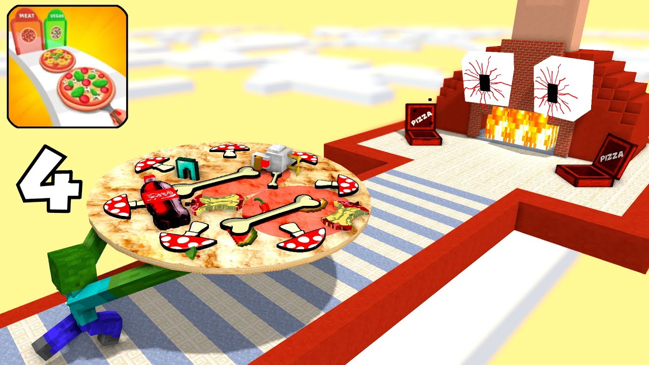 Minecraft Mobs : I WANT PIZZA RUNNER 4 CHALLENGE -