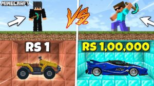 Rs1 vs Rs1,00,000 Expensive Car Mining Challenge in Minecraft @ProBoiz95