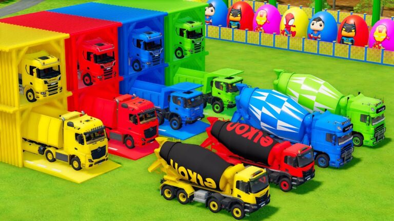 Garage with Colors - ALL MIXER TRUCK WITH DOUBLE FLATBED
