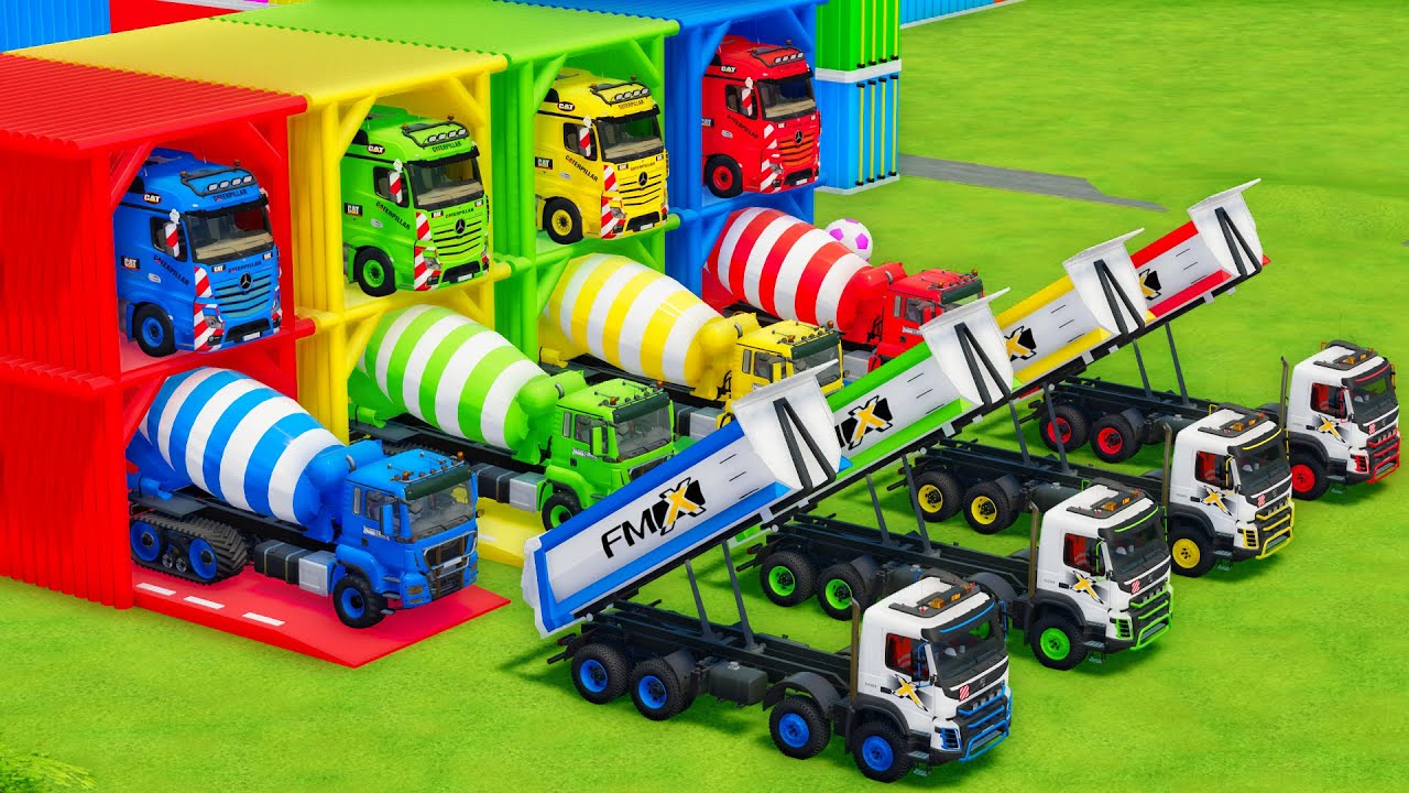 Garage with Colors - ALL MIXER TRUCK WITH DOUBLE FLATBED