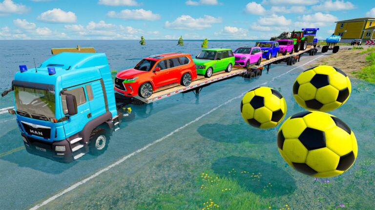 Triple Flatbed Trailer McQueen Transportation with Truck - Speedbumps vs