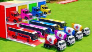 Garage with Colors - ALL MIXER TRUCK WITH DOUBLE FLATBED