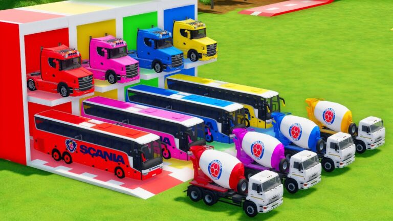 Garage with Colors - ALL MIXER TRUCK WITH DOUBLE FLATBED