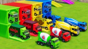 Garage with Colors - ALL MIXER TRUCK WITH DOUBLE FLATBED
