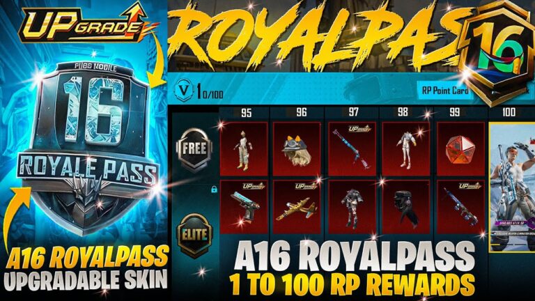 A16 Royal Pass 1 to 100 RP Reward | Mythic