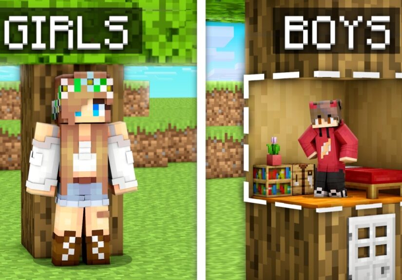 GIRLS vs BOYS Hide and Seek Challenge in Minecraft..!