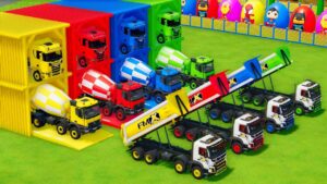 Garage with Colors - ALL MIXER TRUCK WITH DOUBLE FLATBED