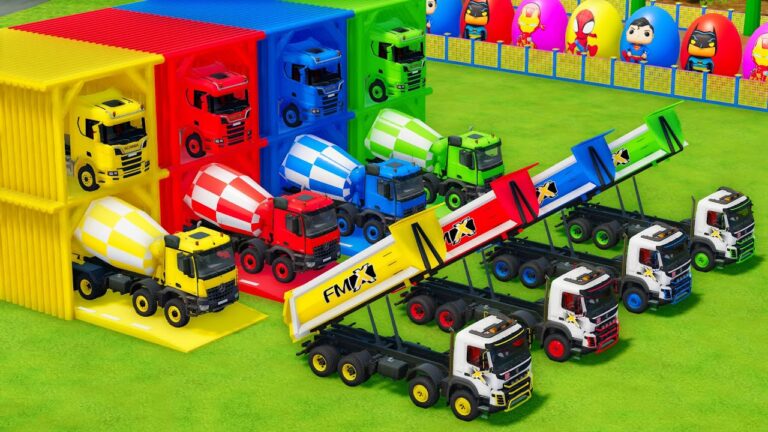 Garage with Colors - ALL MIXER TRUCK WITH DOUBLE FLATBED