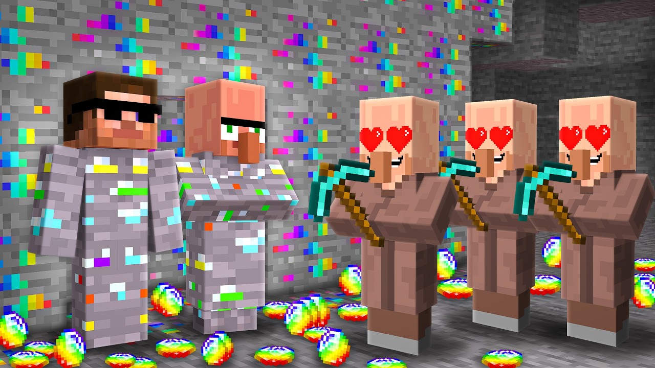 I Trolled Villagers By Becoming Rainbow in Minecraft..