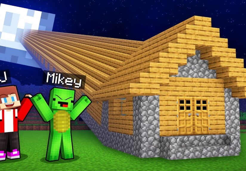 JJ and Mikey Found LONGEST HOUSE to MOON in Minecraft