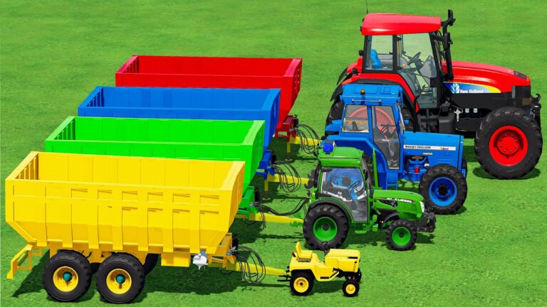 MINI & BIG POLICE TRACTOR & TRAILER vs PORTAL TRAP!