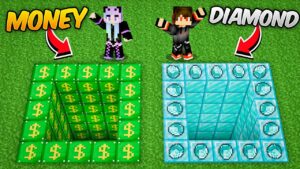 MONEY vs DIAMOND Secret Pit Challenge in Minecraft