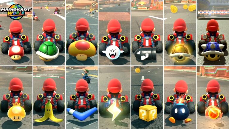 Mario Kart World All Items Game play in super mario