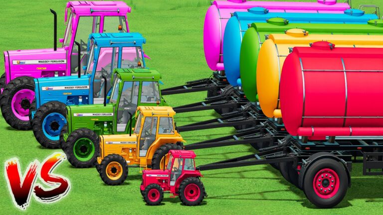 Mini & BIG TRACTOR & TRAILER vs DEEP MUD &