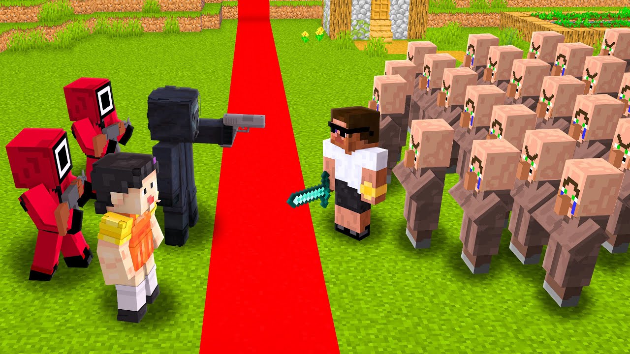 Squid Game split the village in half IN mINECRAFT !!