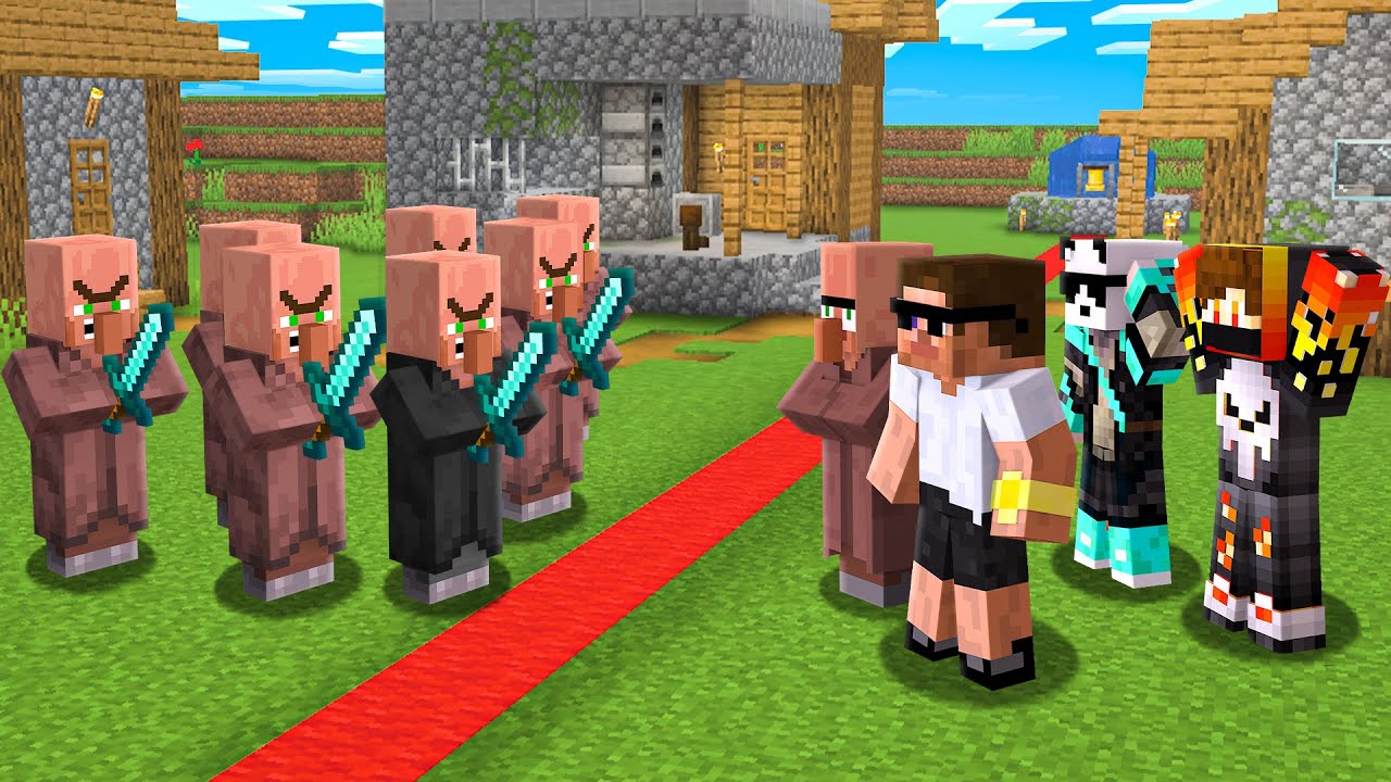 Villagers SPLIT The Village in Half Against YouTubers !!