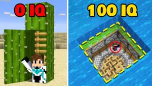 0 IQ vs 200 I﻿Q Secret Bases in Minecraft!