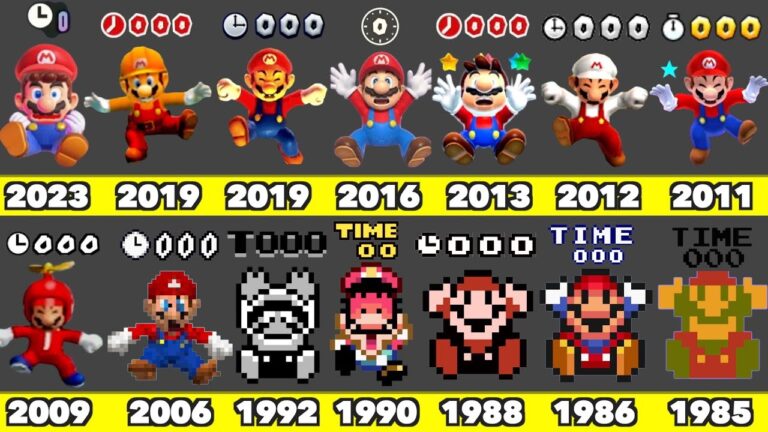 Evolution of Super Mario Bros Time Up Death Animation Game