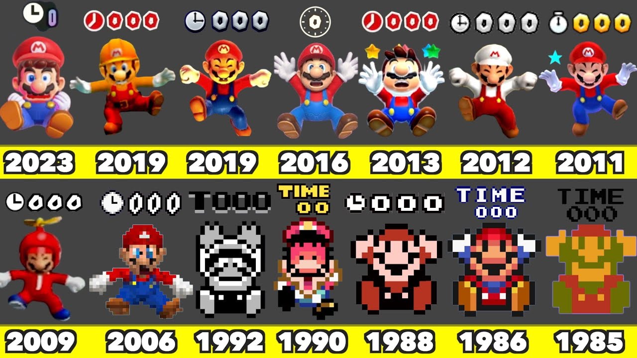 Evolution of Super Mario Bros Time Up Death Animation Game