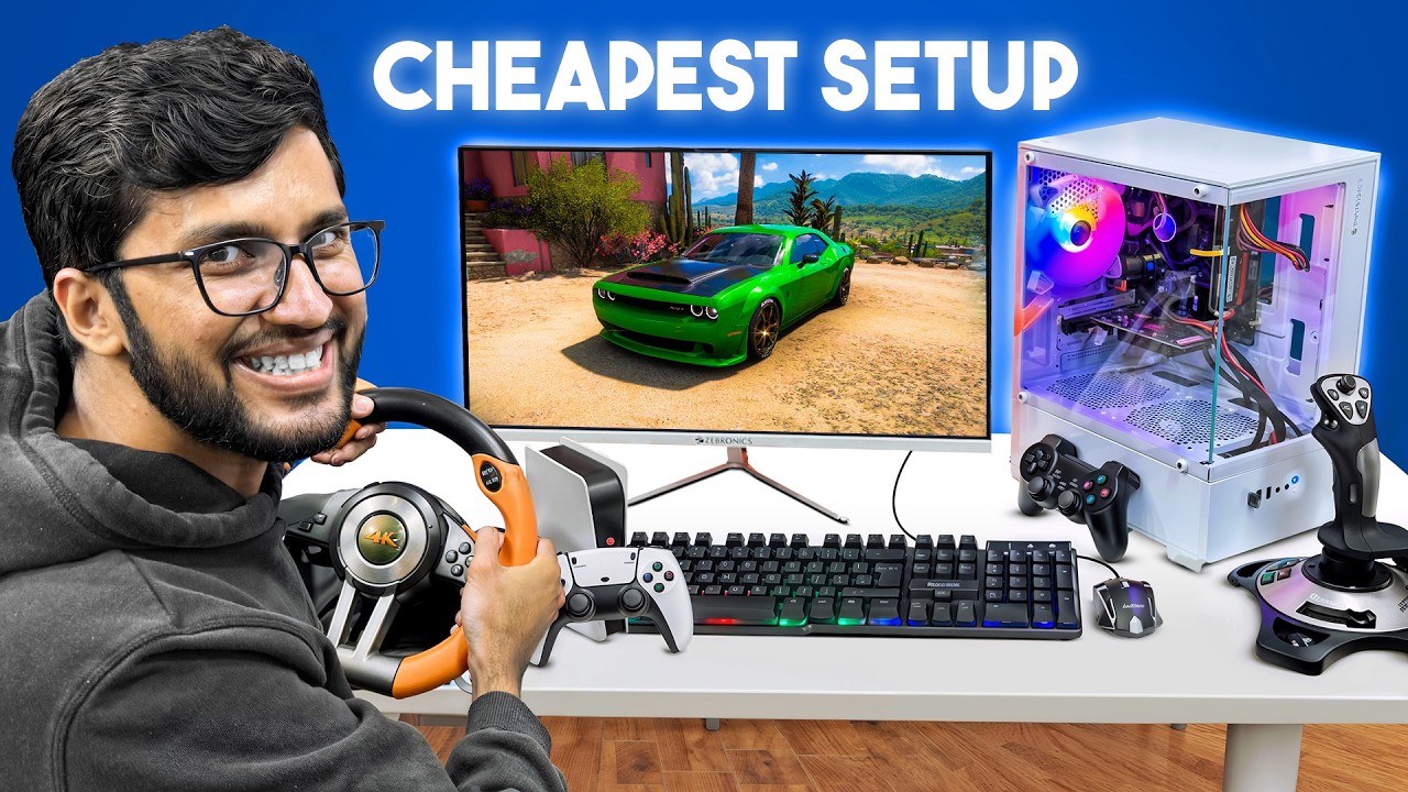 MAKING THE ULTIMATE CHEAPEST GAMING SETUP (WITH CHEAP RACING WHEEL,