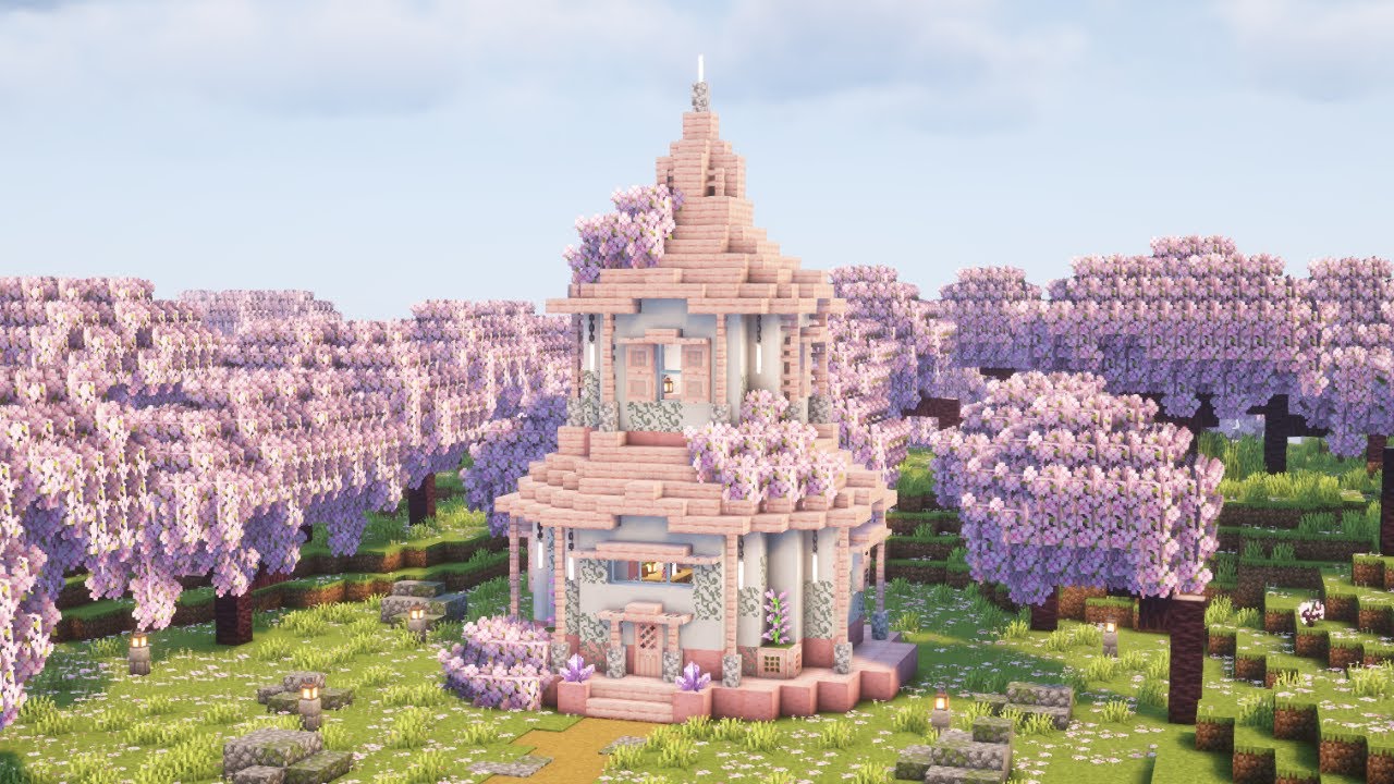 [Minecraft] How to Build a Cherry Blossom Enchanting Room /