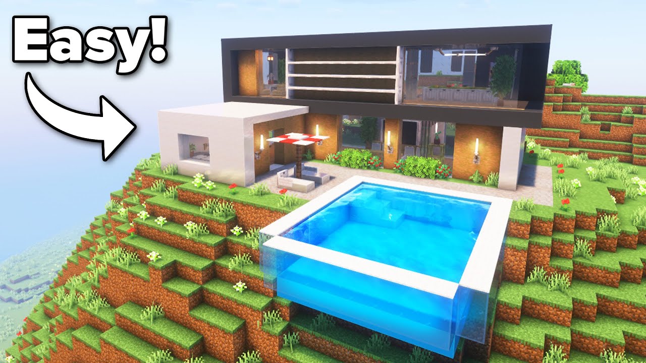 Minecraft: How to Build a Modern House with Pool |