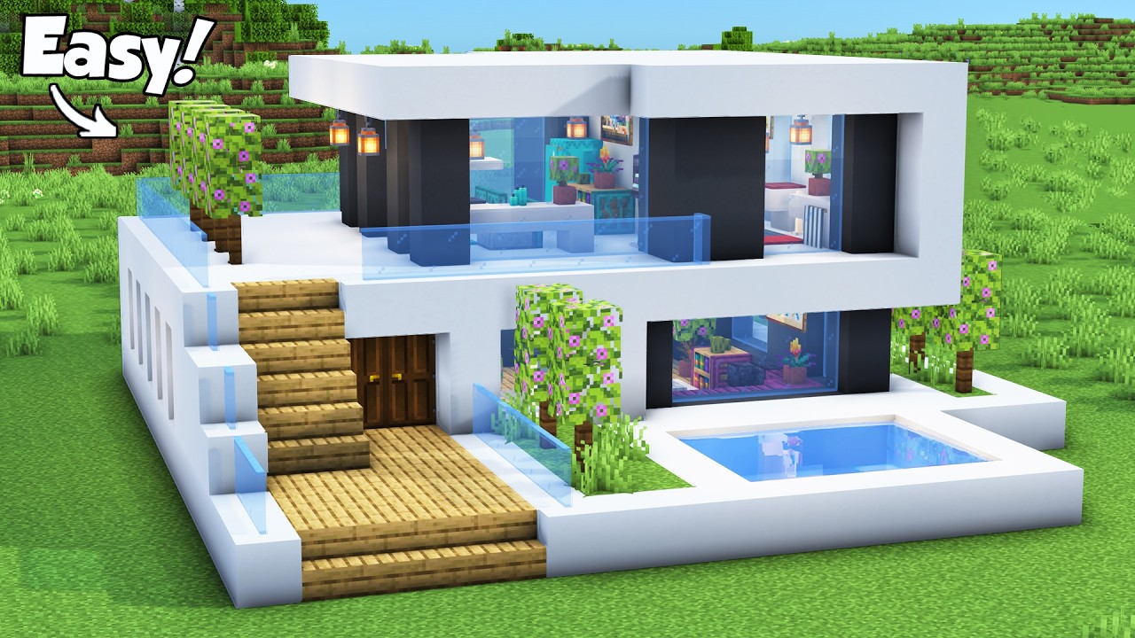 Minecraft: How to Build a Small Modern House Tutorial (Easy)