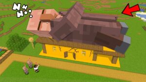 THIS GIANT VILLAGER IS SLEEPING ON MY HOUSE ROOF IN