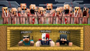 WE CREATED BUNKER TO SURVIVE SCARY VILLAGER APOCALYPSE IN MINECAFT