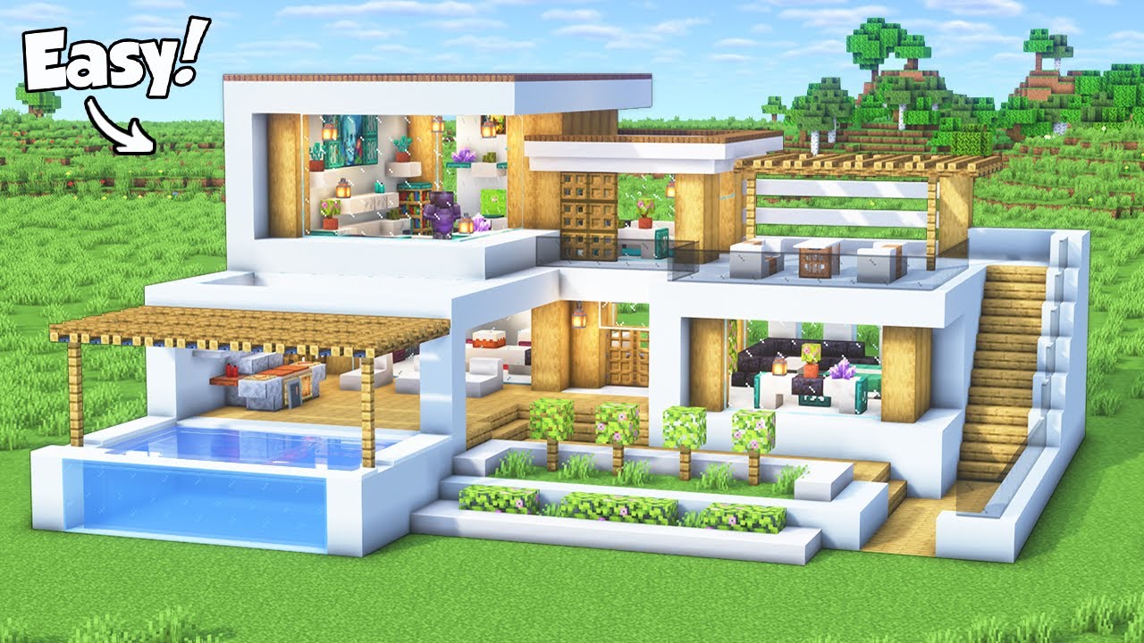 Minecraft: How to Build a Modern House Tutorial (Easy) #62