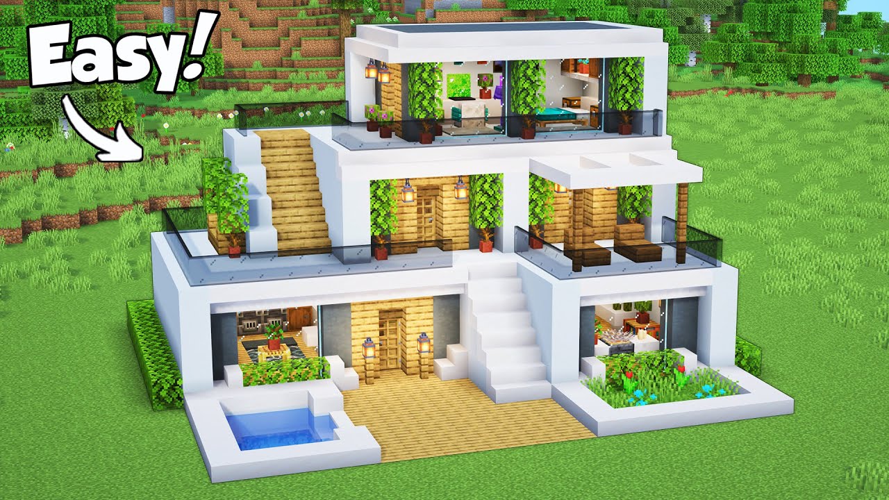 Minecraft: How to Build a Modern House - Tutorial (Easy)
