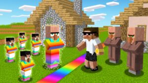 Rainbow Doorbin Split the Village in Minecraft..