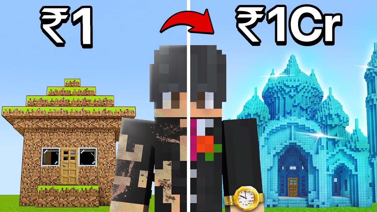 Upgrading House From DIRT to DIAMOND in Minecraft!