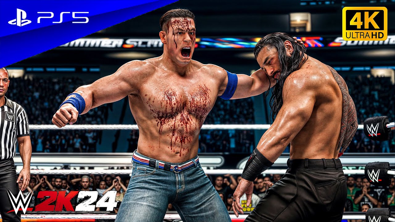 WWE 2K24 - Roman Reigns vs. John Cena | Amazing