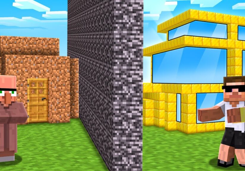 Carry vs Doorbin Upgrade the House Battle in Minecraft !