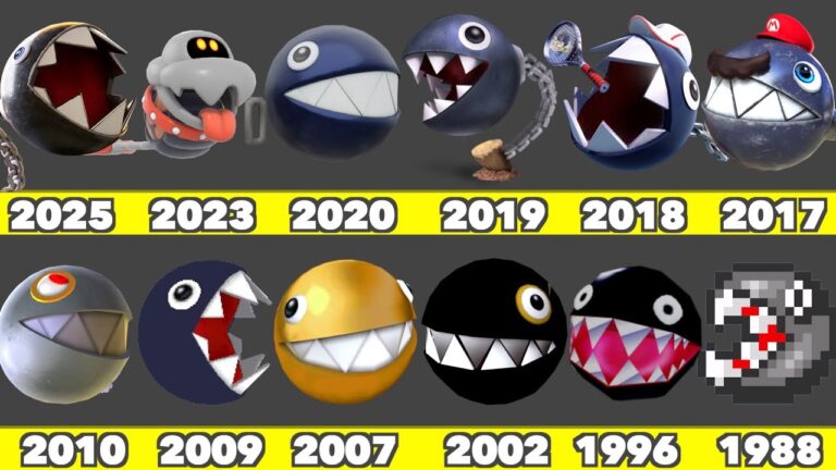 Evolution of Chain Chomp Game Graphics In Nintendo Games (1988-2025)