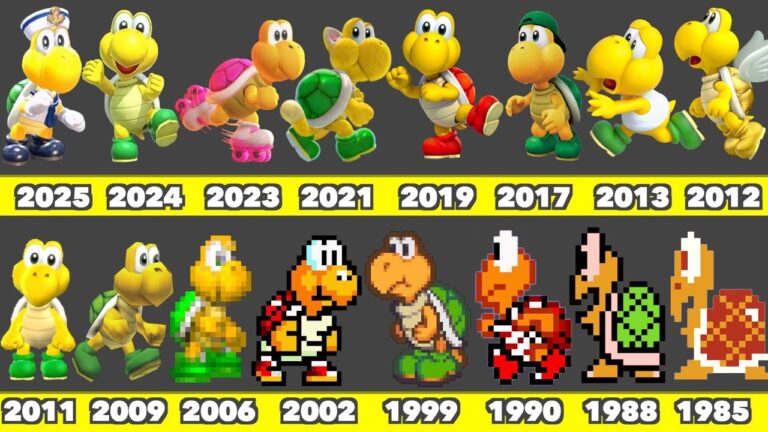 Evolution of Koopa Troopa Game Graphics In Nintendo Games (1985-2025)