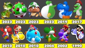Evolution of Yoshi Power-up Game Graphics In Nintendo Games (1990-2025)